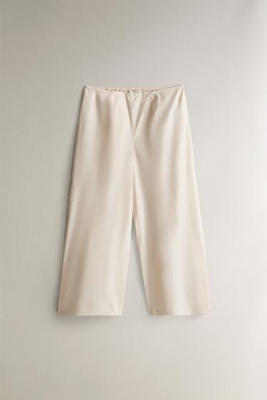 VOLUMINOUS COTTON TROUSERS - Ecru by Zara - Image 0