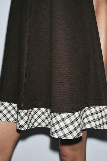 CHECK COMBINED MINI DRESS - Brown by Zara - Image 2