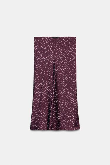 FALDA MIDI LUNARES - Marrón-Azul de Zara - Imagen 0