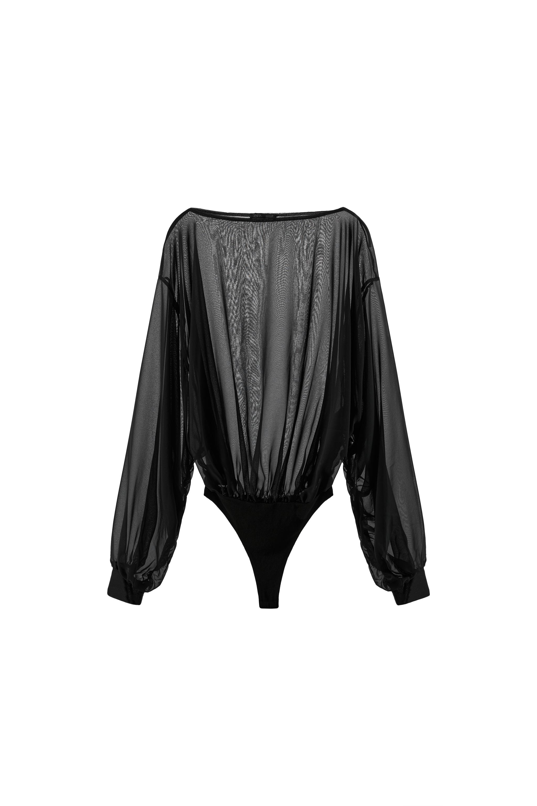 SEMI-SHEER LONG SLEEVE BODYSUIT - Black | ZARA South Africa