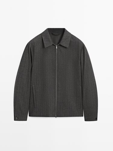 Zara Striped wool blend jacket - Gray