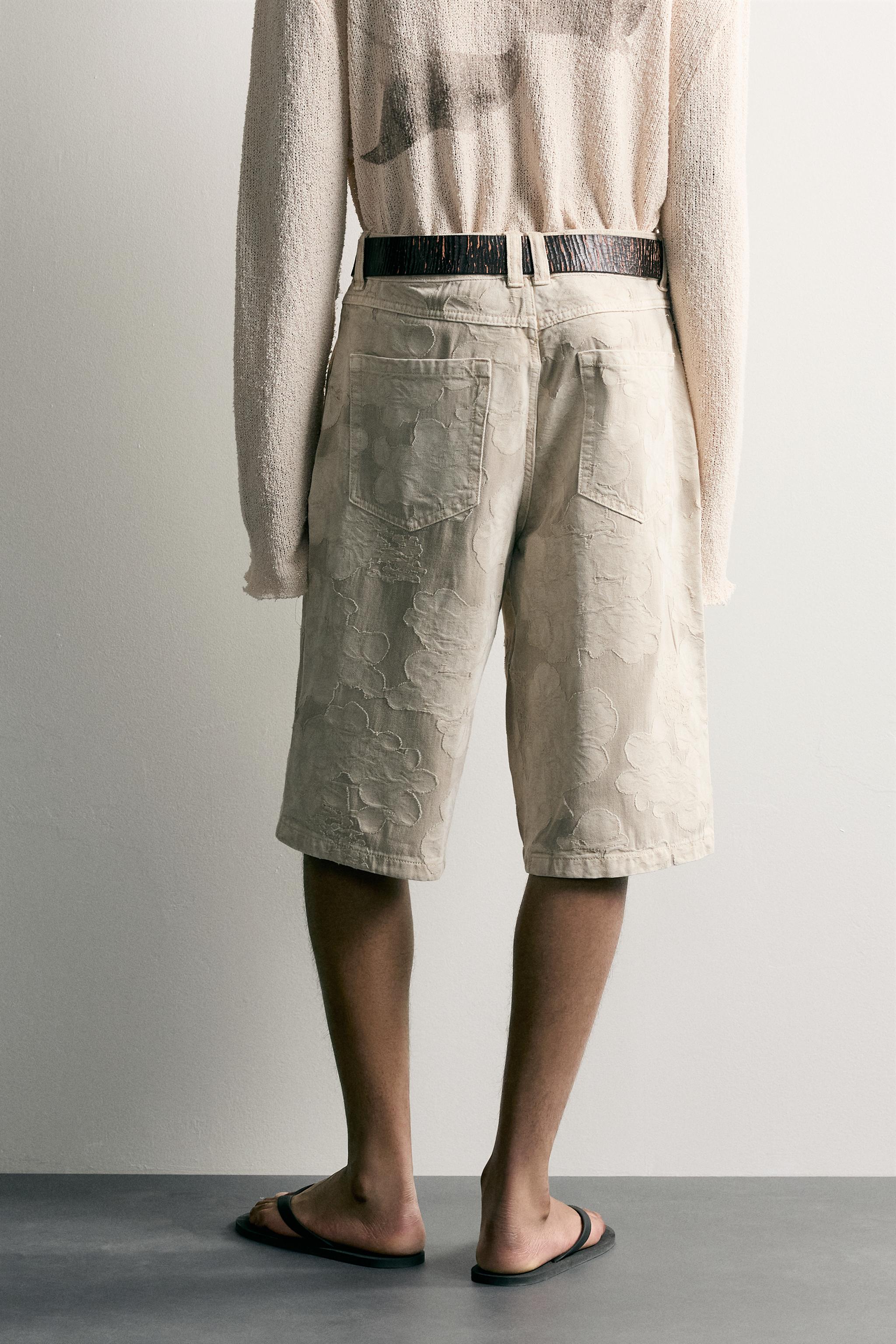 Мужские шорты Zara BAGGY FIT FLORAL JACQUARD SHORTS — фото 3