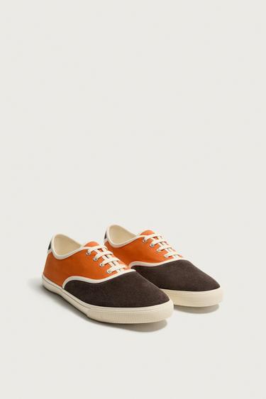 ZAPATILLA COMBINADA PIEL - Marrón de Zara
