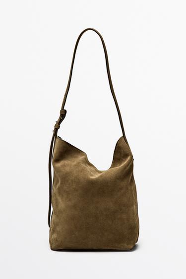 Bolso bucket piel serraje efecto desgastado - 566 de Zara - Imagen 0