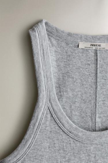 TOP EN COTON RÉVERSIBLE - Gris de Zara - Image 1