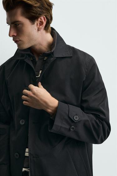 REGULAR FIT WATER-REPELLENT TRENCH COAT - Black by Zara