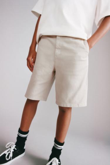 BASIC CHINO BERMUDA SHORTS - Light beige by Zara