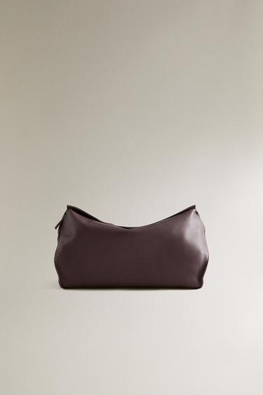 Zara MINIMALIST LEATHER WASH BAG - 紫紅色