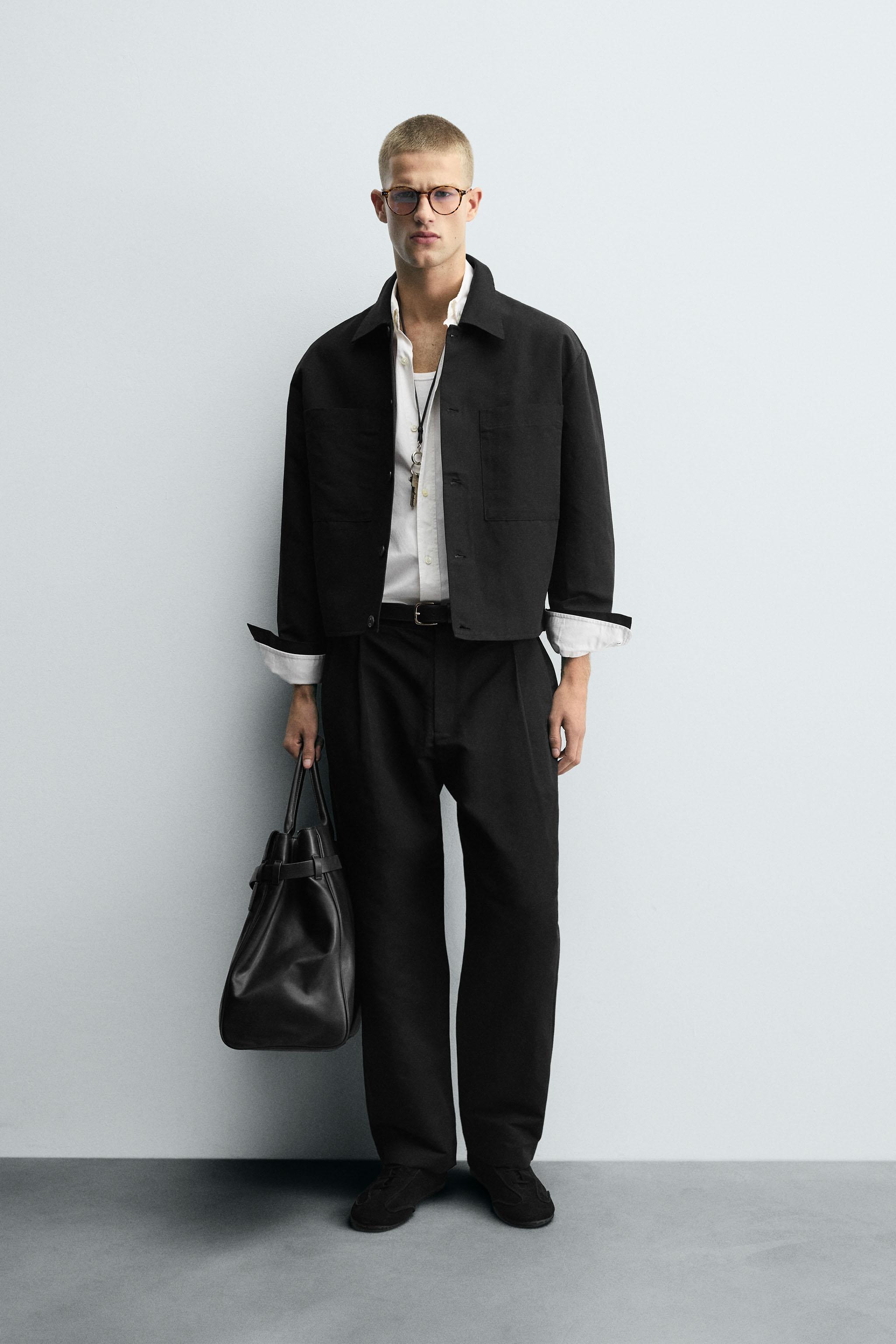 プリーツ入りリラックスフィットパンツ - ブラック | ZARA Japan