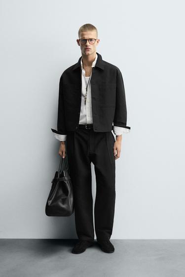 RELAXED FIT PLEATED TROUSERS - Black by Zara