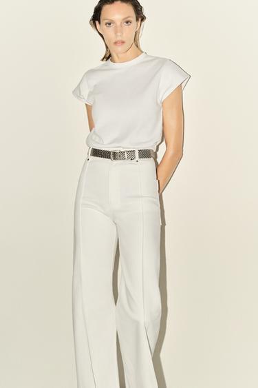 ZW COLLECTION WIDE-LEG HIGH-WAIST JEANS - Oyster-white by Zara