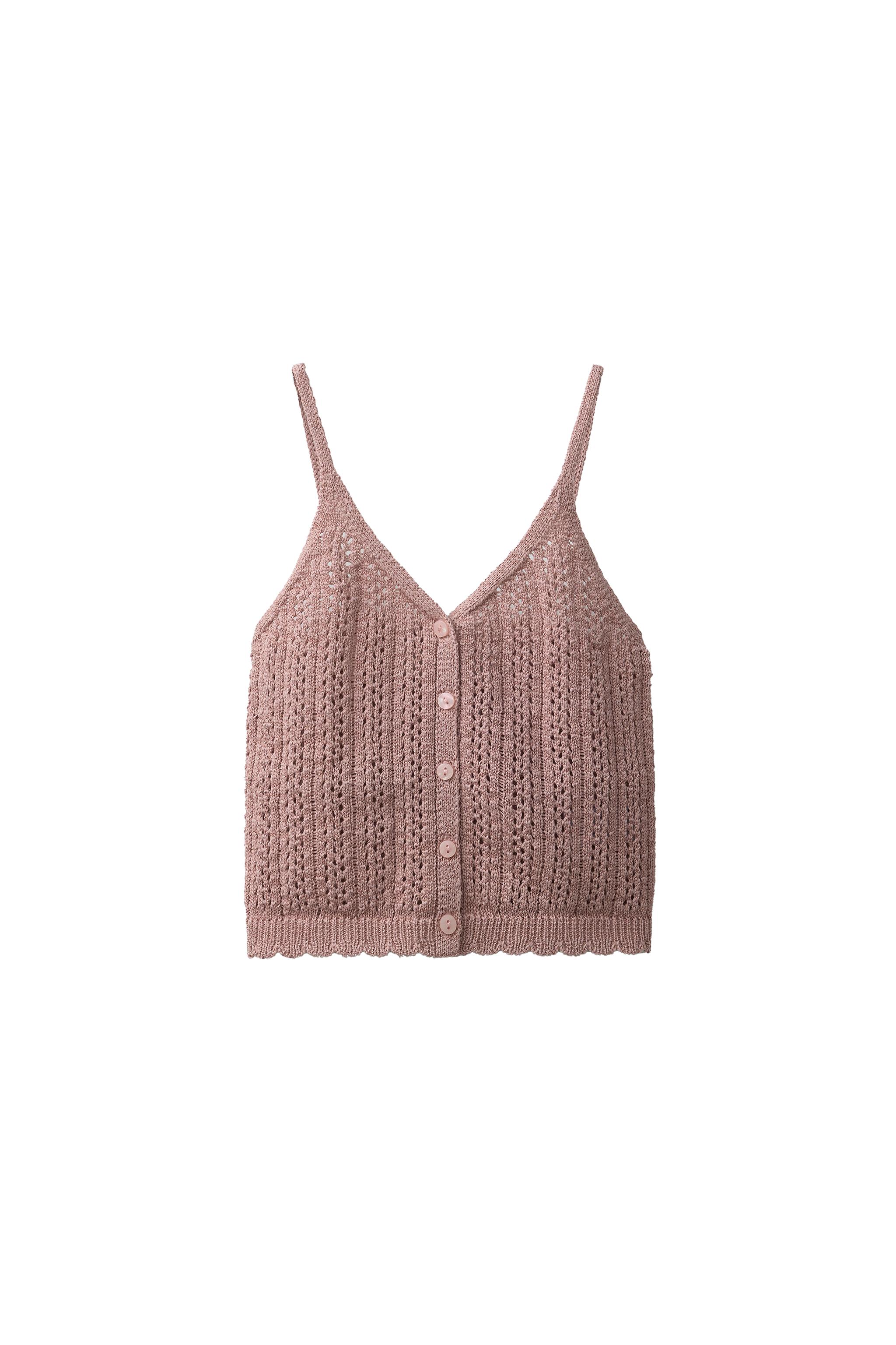 POINTELLE KNIT TOP - Pale pink | ZARA India