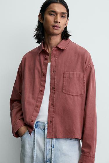 CHEMISE COUPE BOXY DÉLAVÉE - Rouge de Zara - Image 4