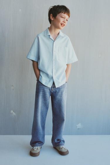 CAMISA ALGODÓN LINO - Azul claro de Zara