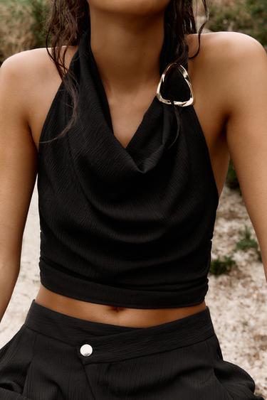 TOP HALTER FOURNITURE - Noir de Zara