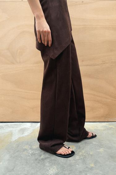 FAUX SUEDE TROUSERS - Chocolate brown by Zara - Image 2