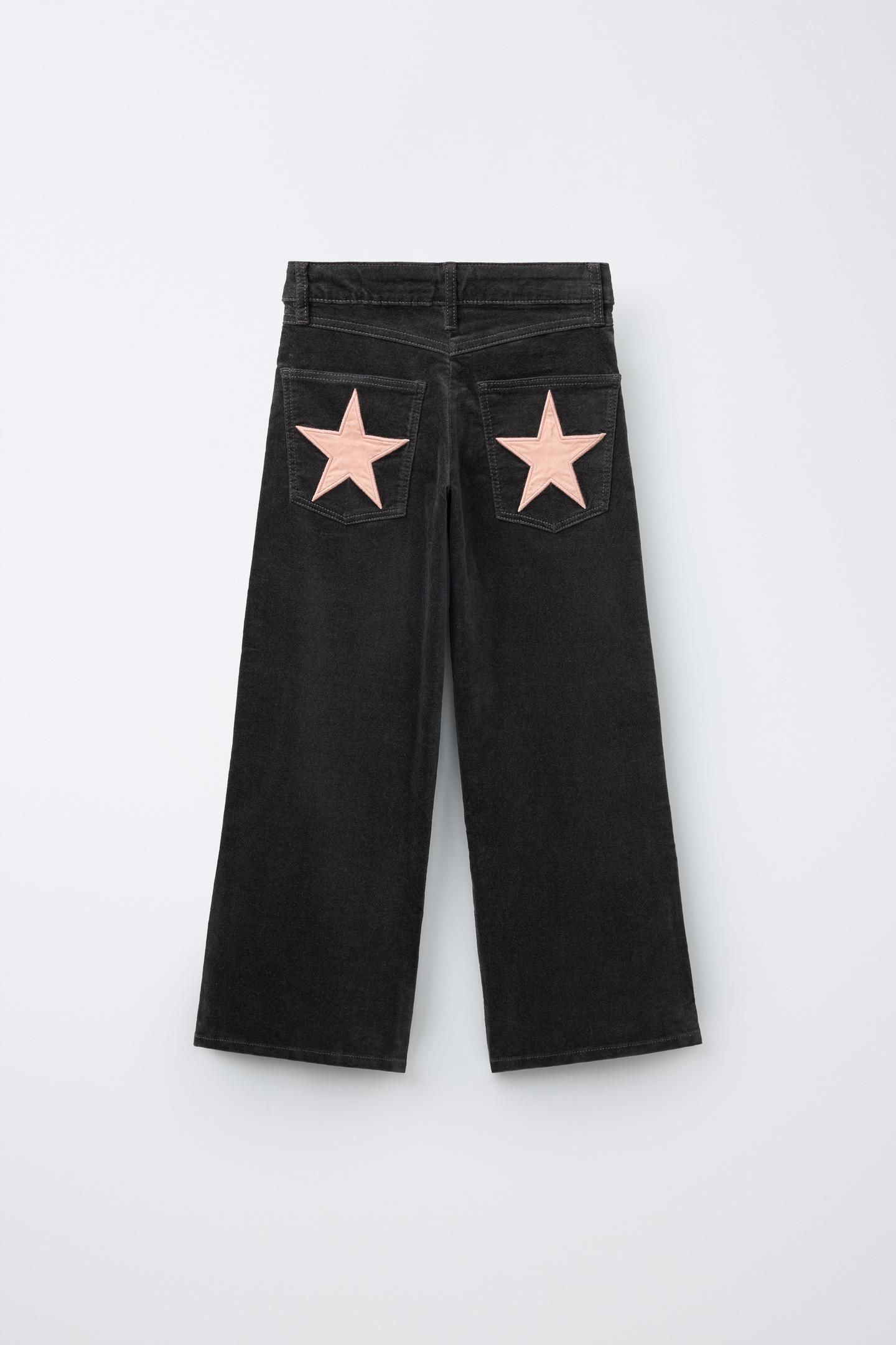 Детские брюки Zara Velvet Star Wide-Leg, цвет: Серый — фото 2