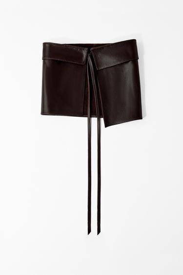 100% LEATHER SKIRT BELT - Brown by Zara