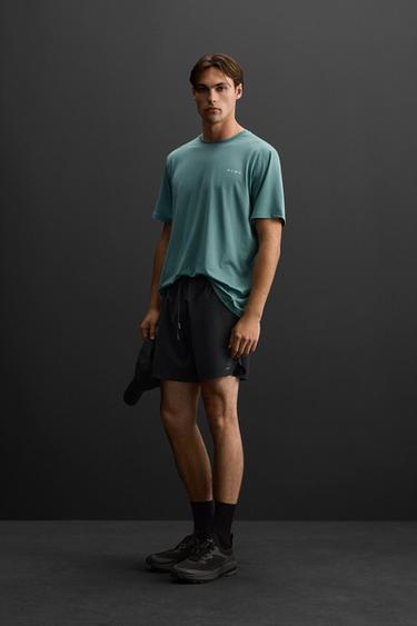 Zara PERFORATED PRINT TRAINING T-SHIRT - Blue green - Image 0