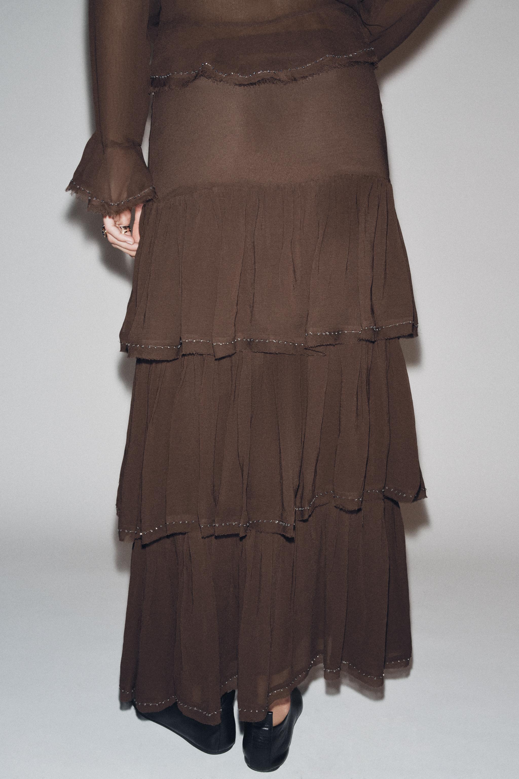 RUFFLED BEADED SKIRT ZW COLLECTION