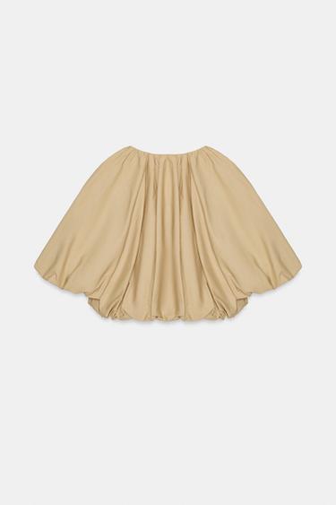 TOP BALLON EN POPELINE - Marron clair de Zara - Image 7