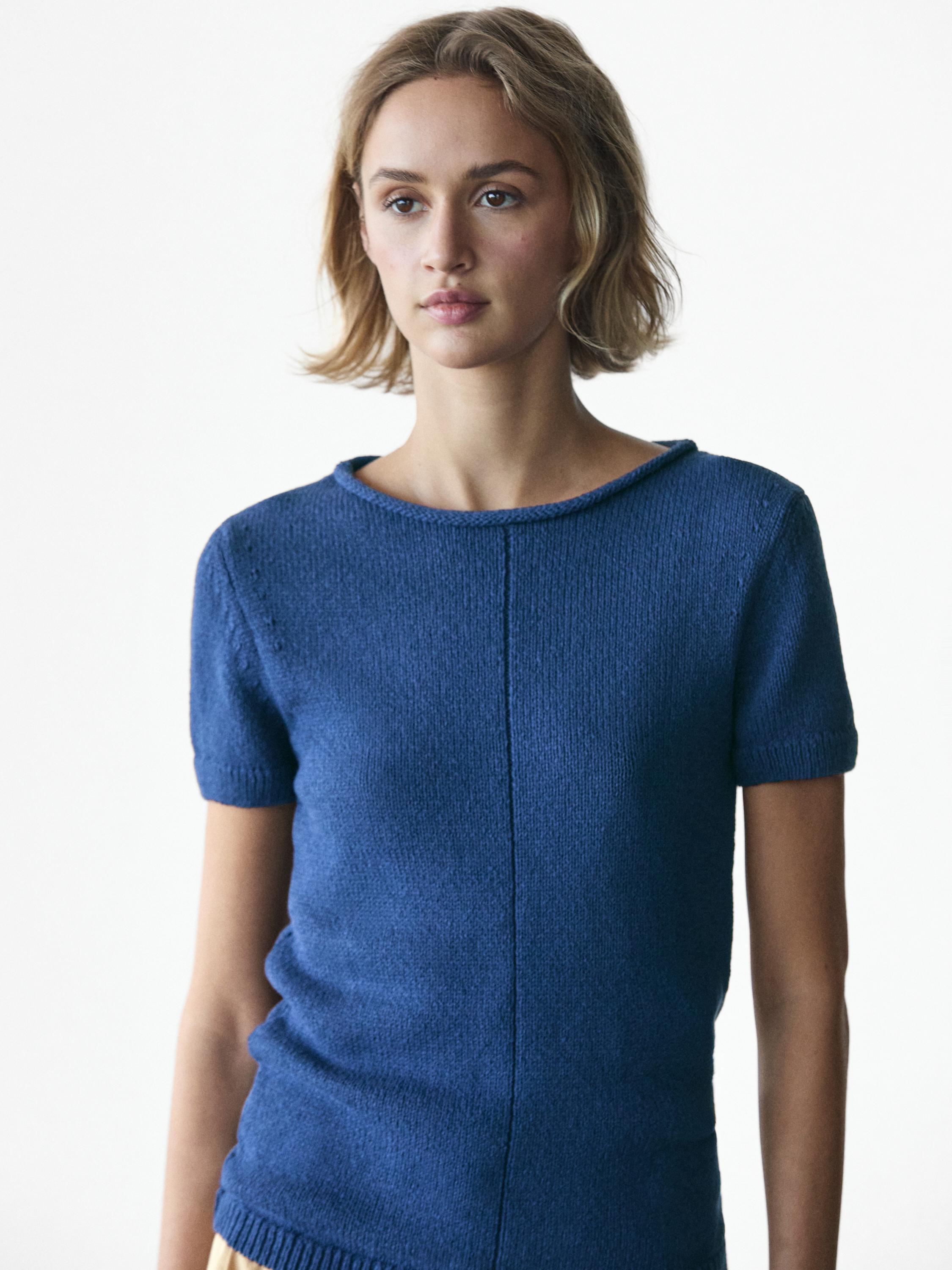 Pull à manches courtes en maille de coton