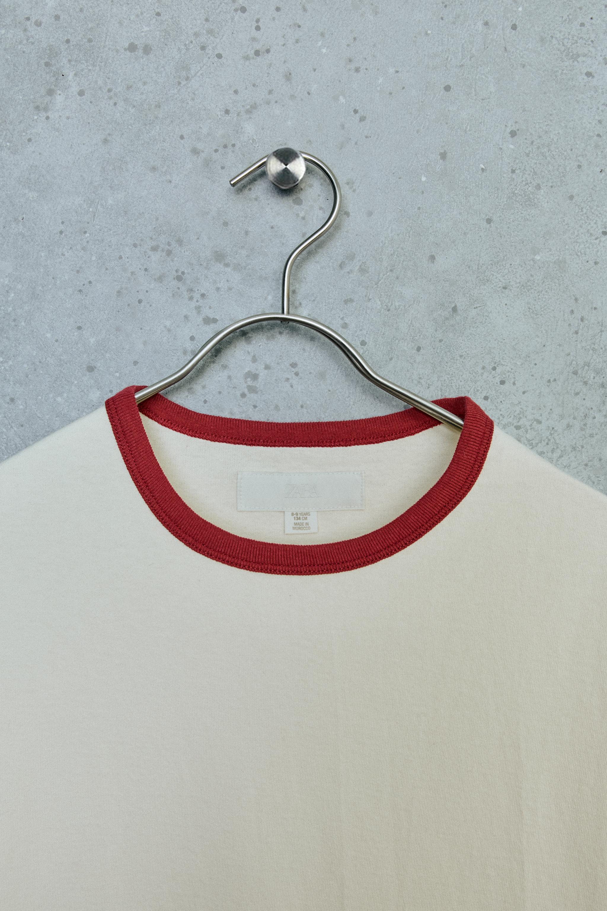 Детские футболки Zara STORIESZ - CONTRAST NECK T-SHIRT — фото 4