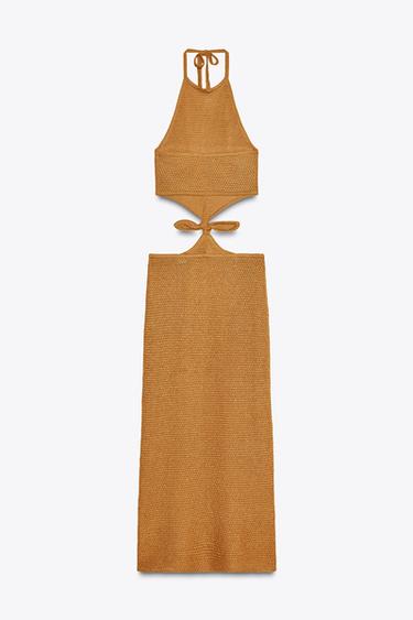 HALTER KNIT DRESS WITH CUT OUT DETAIL - Toffee by Zara - Image 2