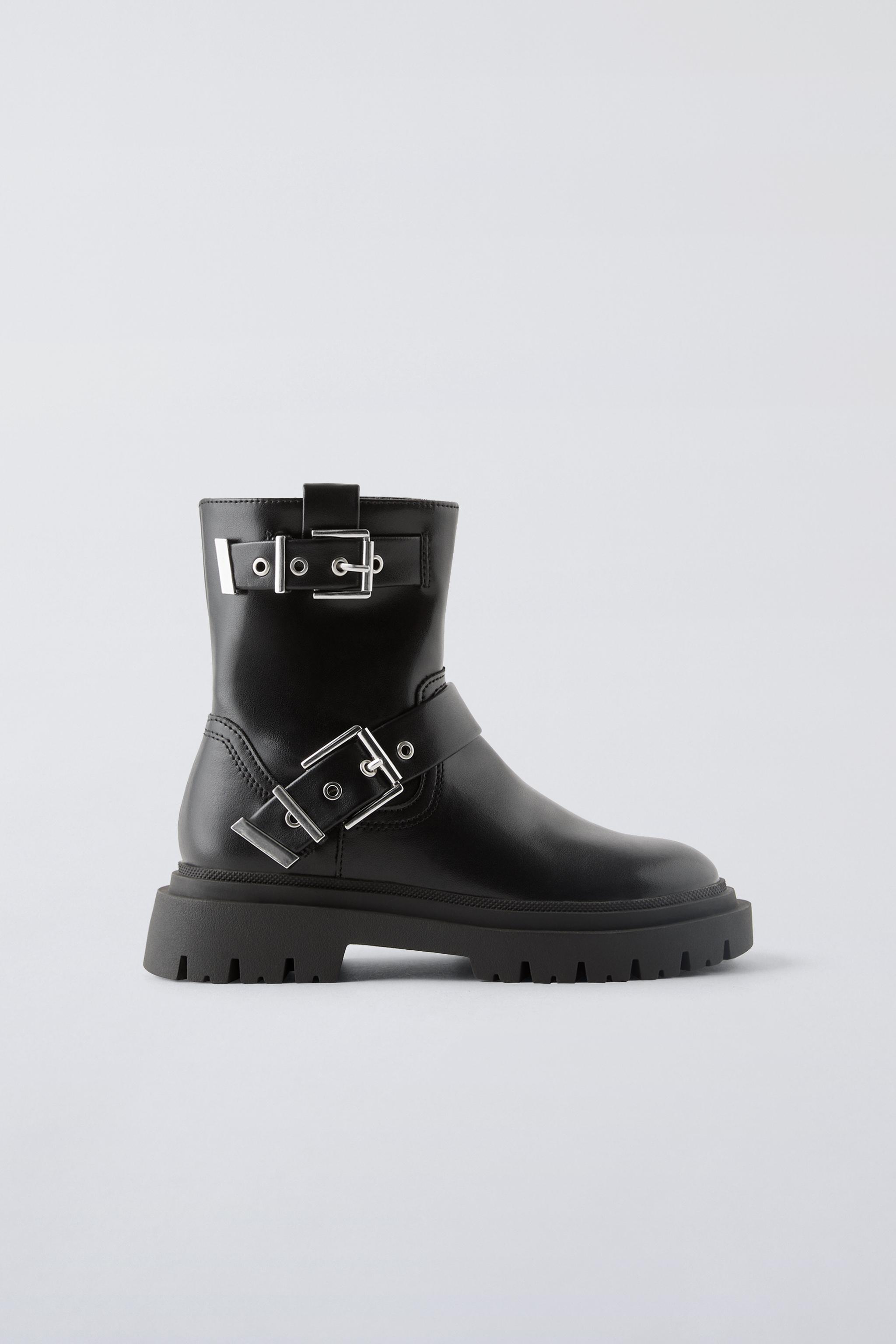 Zara Buckled Casual Ankle Boots Black Kids