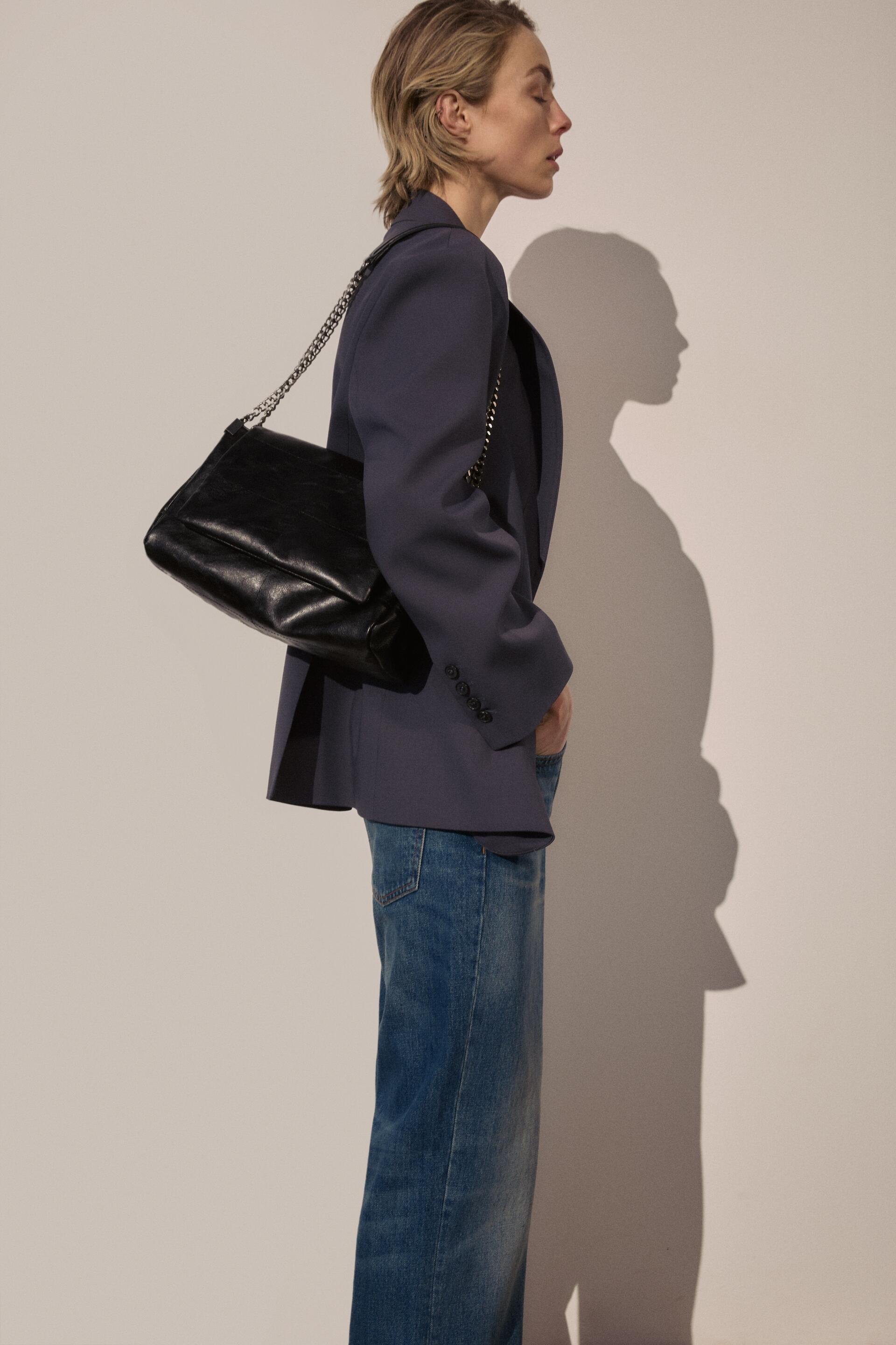 ROCKER SHOULDER BAG WITH FLAP Black ZARA Australia