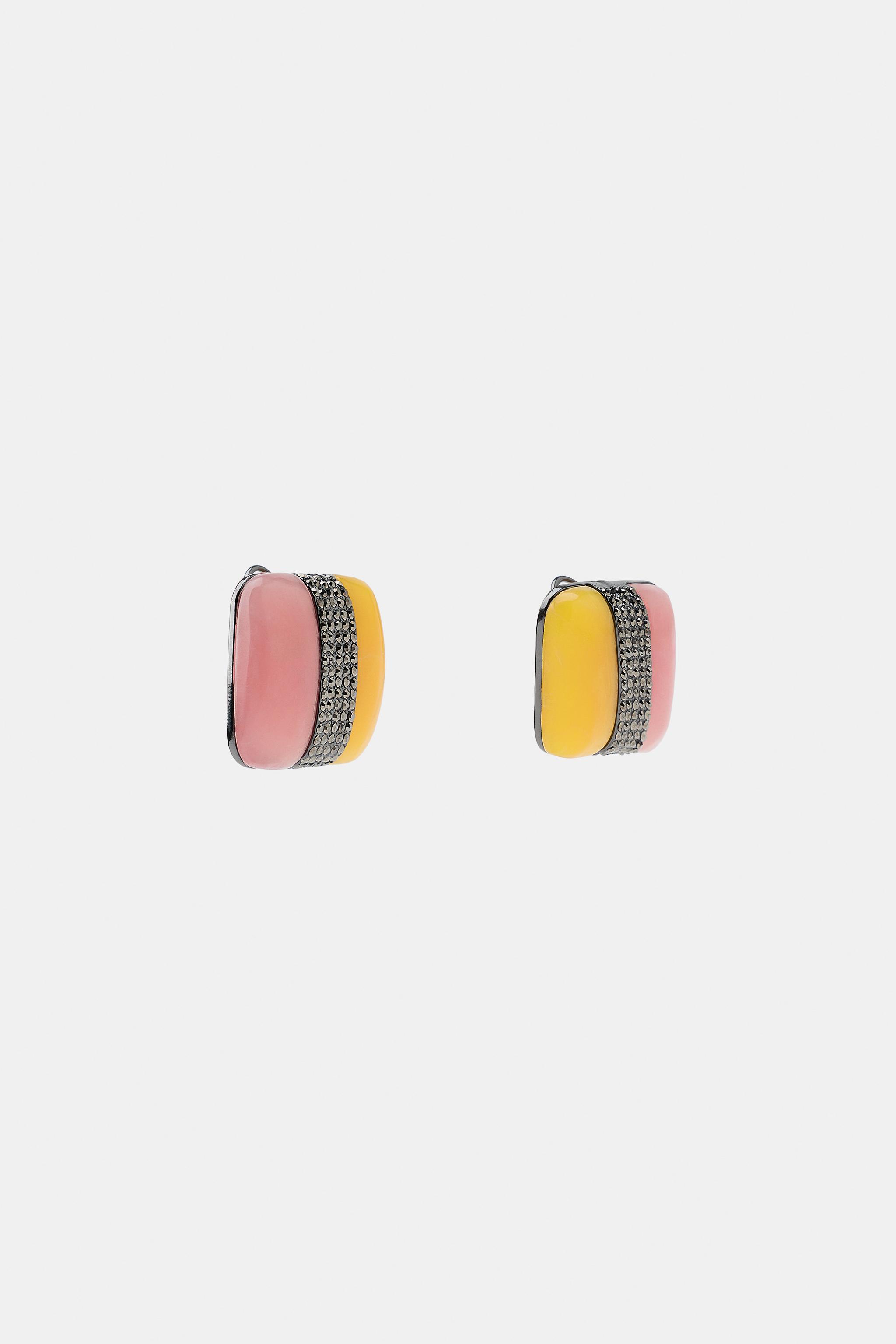 Женские аксессуары Zara COLORED RHINESTONE EARRINGS — фото 4