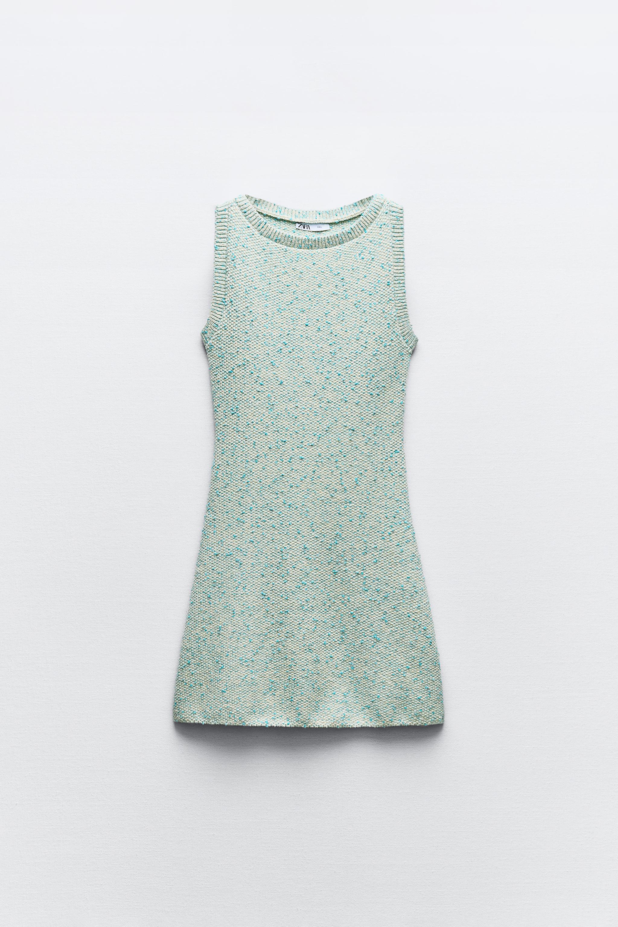 KNIT MINI DRESS - Ecru / Blue | ZARA United States