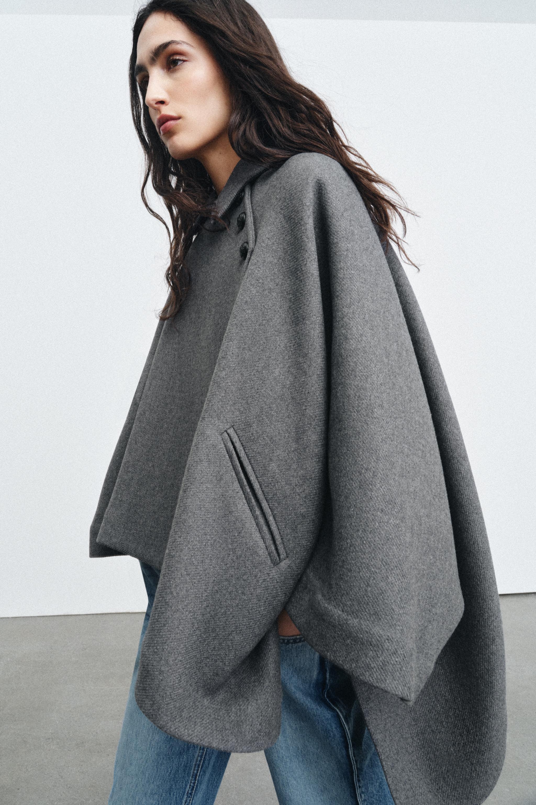 WOOL CAPE ZW COLLECTION LIMITED EDITION - Dark gray | ZARA United