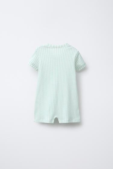 TWO-PACK OF GINGHAM CHECK AND FLOWER ALL-IN-ONE SLEEPSUITS - Ecru by Zara - Image 2