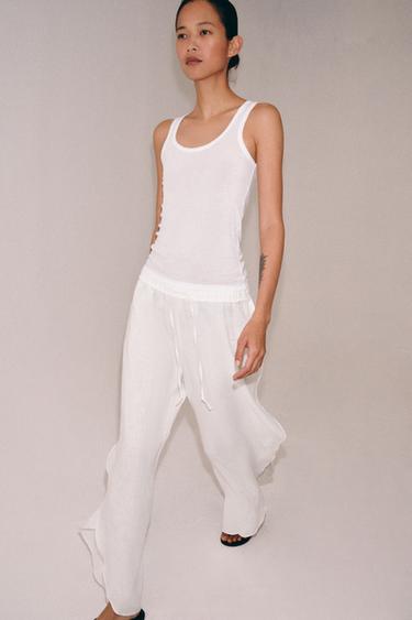 TOP EN COTON SANS MANCHES - Blanc de Zara