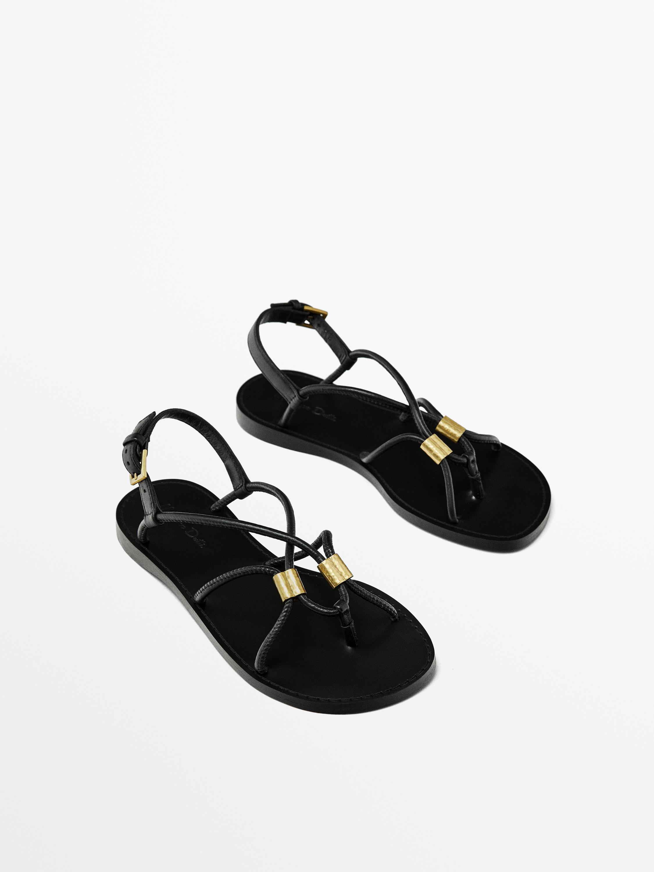 Strappy sandals with metal detail - Black | ZARA United States