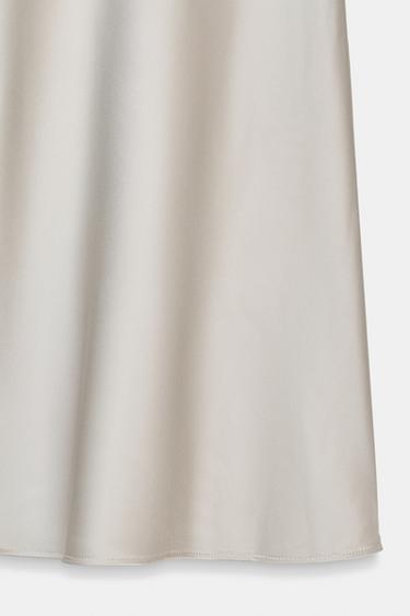 JUPE MI-LONGUE SATINÉE - Beige foncé de Zara - Image 6