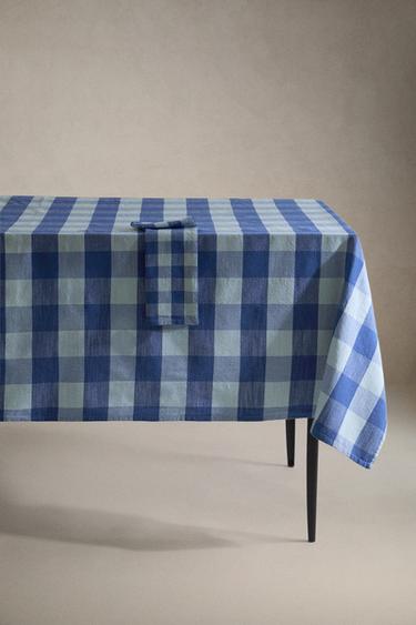 CHECK COTTON TABLECLOTH - Blue by Zara - Image 0