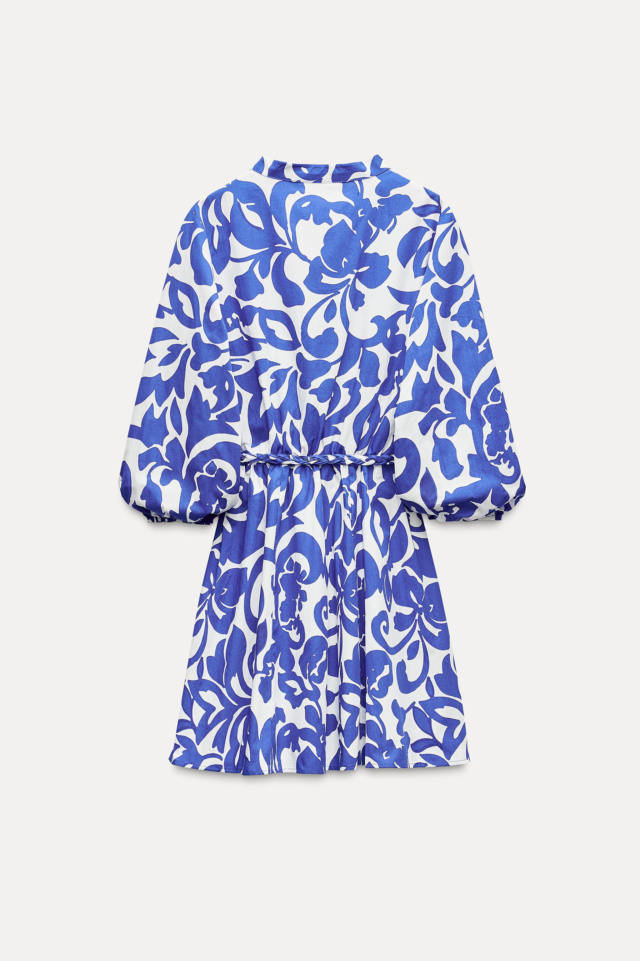 Blue and white zara dress best sale