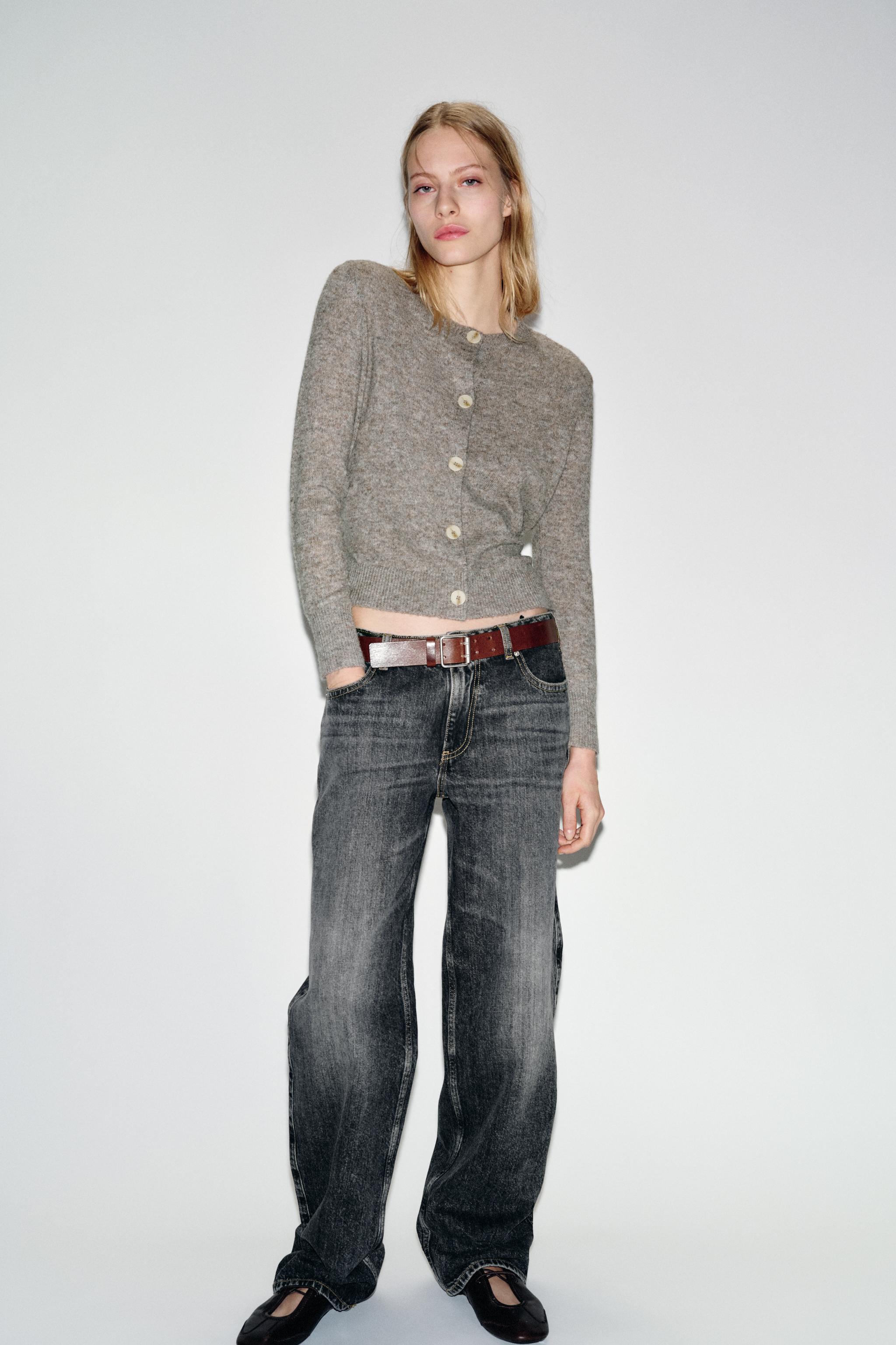 コントラストニットカーディガン（ベルト付き） - グレーマール | ZARA