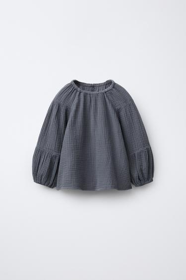 Zara COTTON GAUZE SHIRT - Anthracite grey
