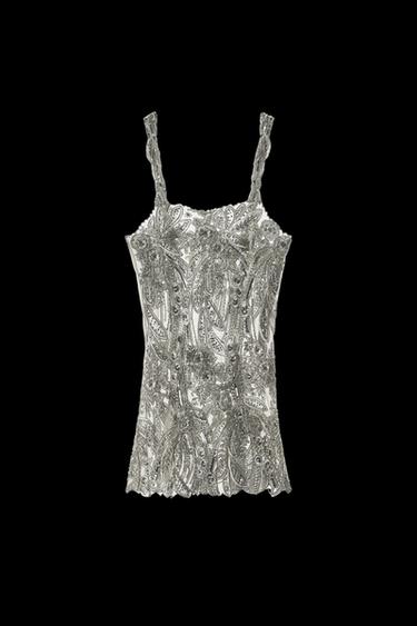 VESTIDO MINI RED LENTEJUELAS LIMITED EDITION - Plata de Zara - Imagen 0