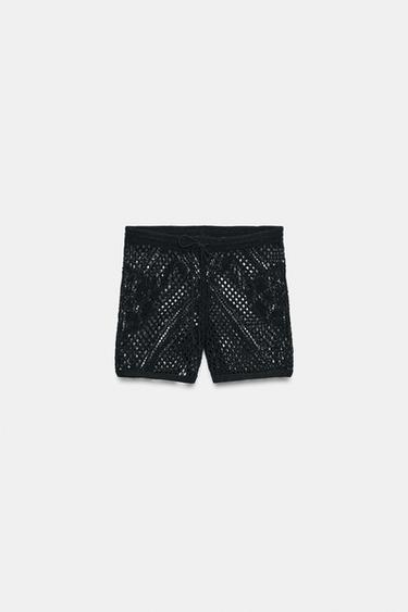 SHORT EN MAILLE AJOURÉE - Noir de Zara - Image 8