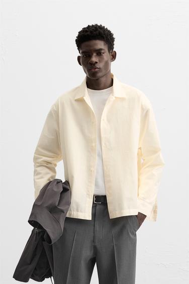 Zara RELAXED FIT STRUCTURE SHIRT - Ecru