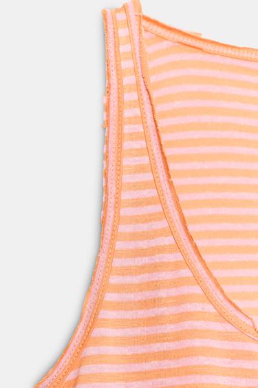 T-SHIRT RUSTIQUE À RAYURES - Oranges de Zara - Image 7