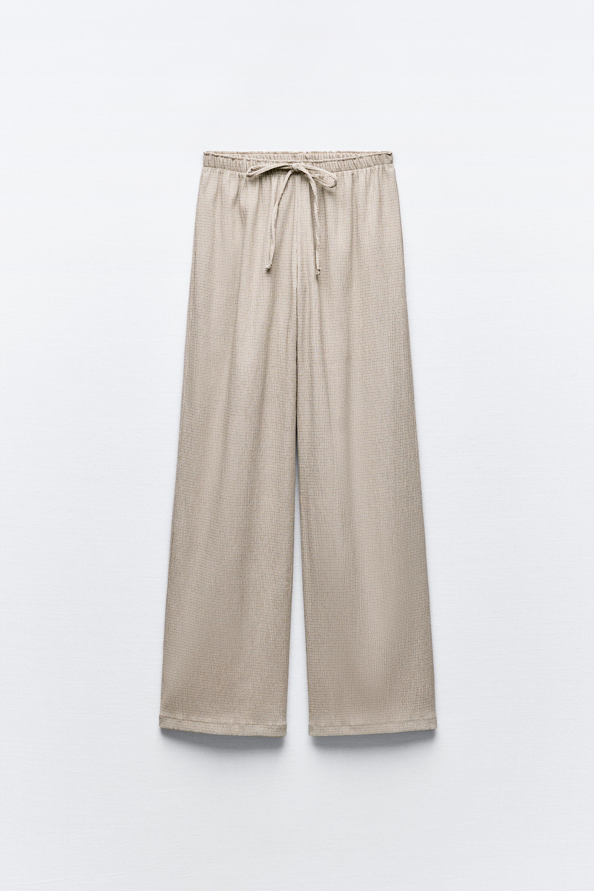 TEXTURED STRAIGHT LEG PANTS - Beige | ZARA United States