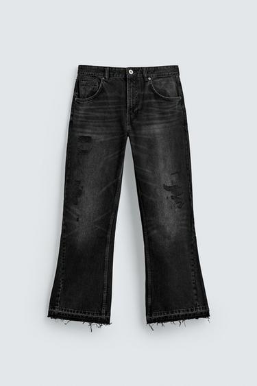 RIPPED FLARE FIT JEANS - Charcoal by Zara