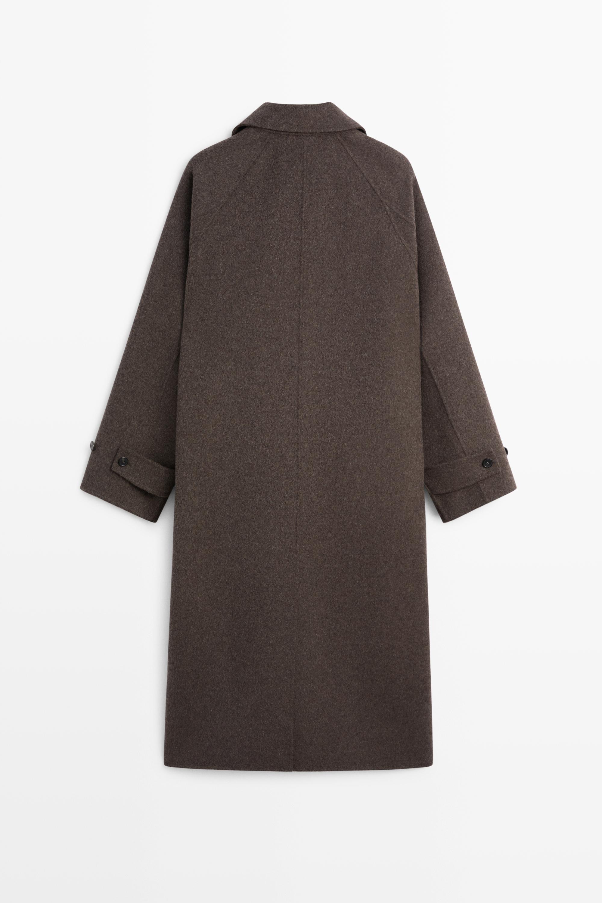 Manteau long en mélange de laine chinée