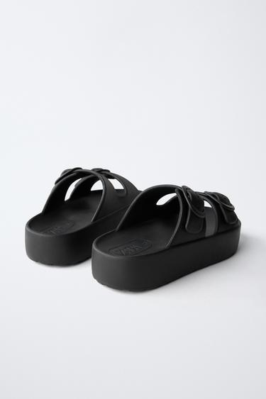 RUBBERISED BUCKLE SANDALS - Black by Zara - Image 4