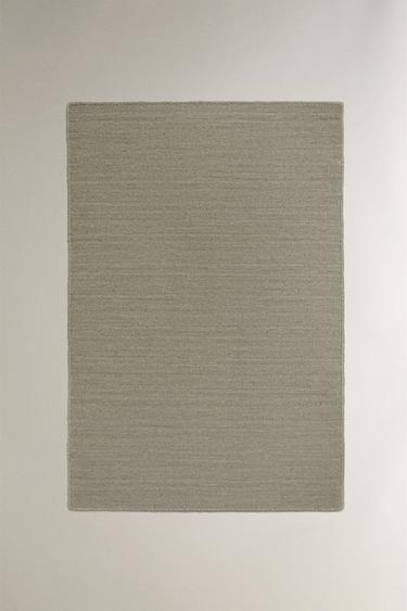 INTERWOVEN WOOL AND COTTON RUG - Grey by Zara